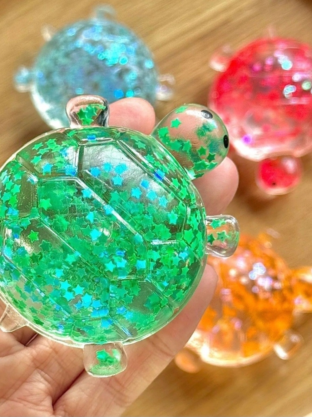 Green Glitter Turtle Stress Toy for Kids - Squishy